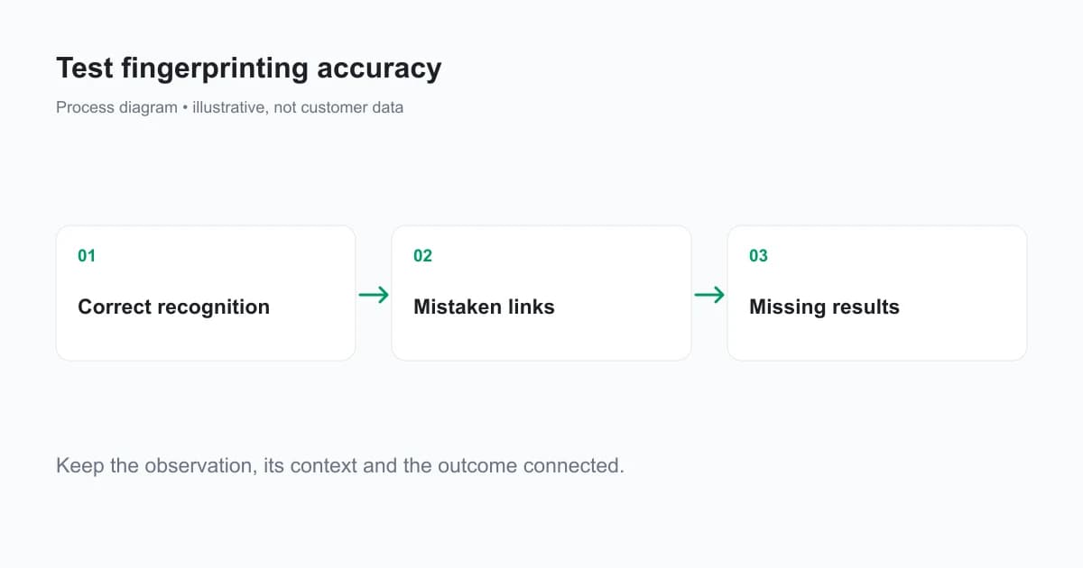 The evaluation report separates correct links, wrong links and missing results rather than hiding missing observations.