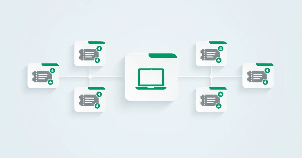 Ticket scalping: several separate-looking buyer accounts, each buying up to the per-person ticket limit, all tracing back to one device behind the operation