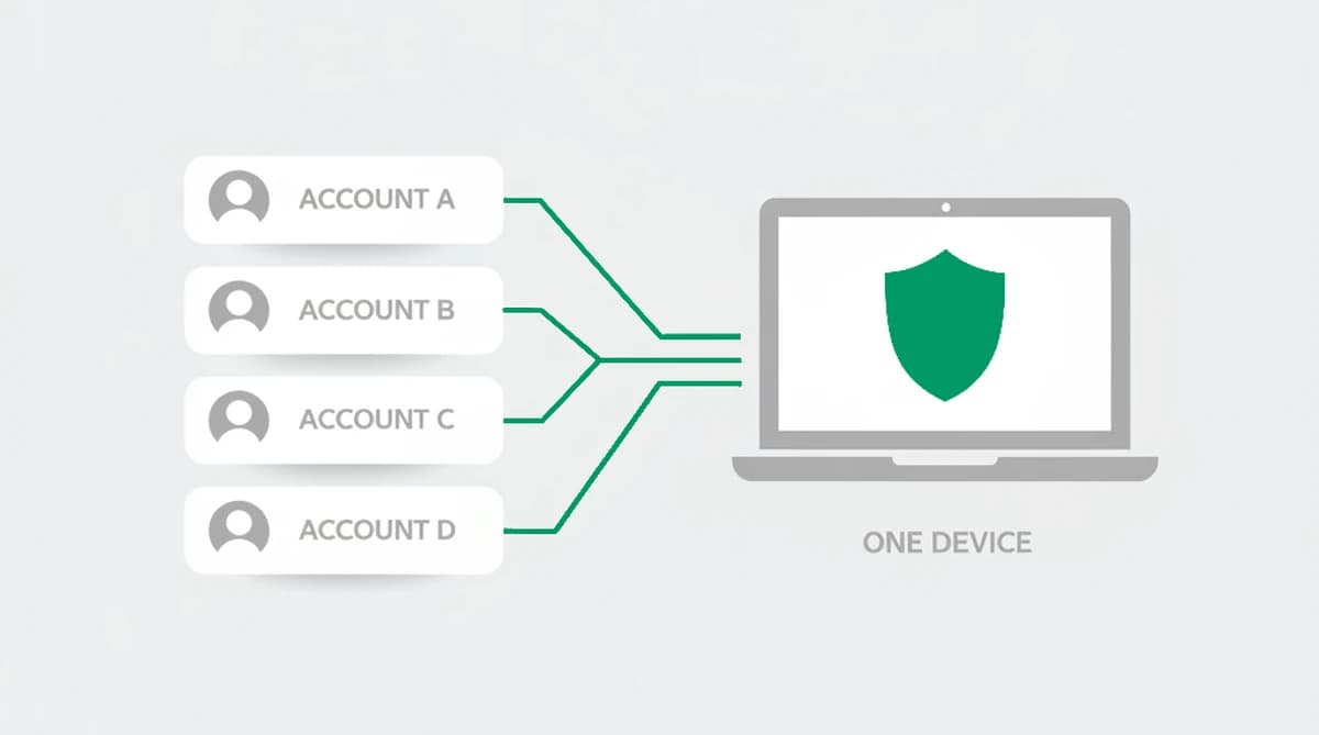 Several betting accounts under different names linked back to one device and one network during multi-accounting detection