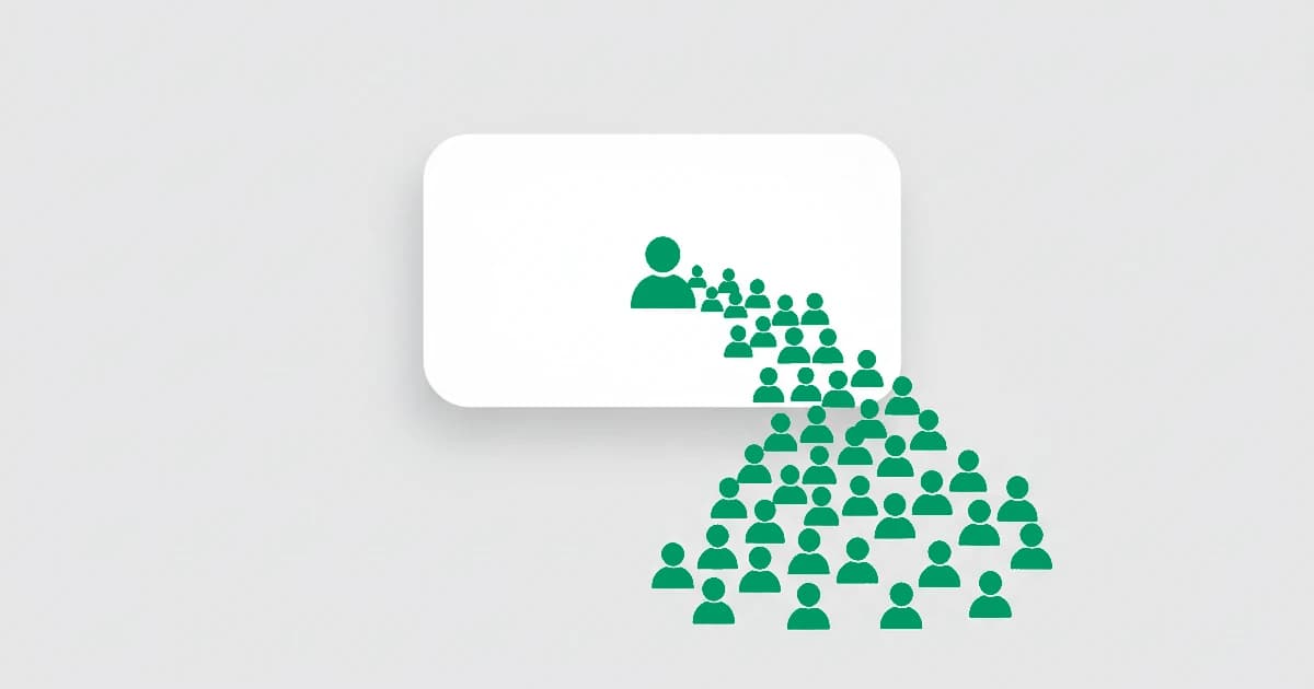 A green signup form with a stream of many identical green account avatars pouring out of it, showing many fake new-account registrations created from one form
