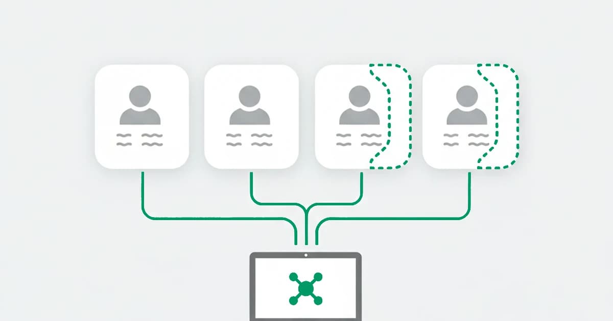 Synthetic identity fraud: a fabricated identity stitched from real and fake details, with many such identities tracing back to one shared device behind a fraud ring
