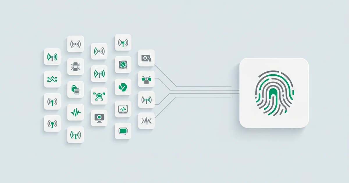 Many small device, OS, and network signals fusing into one persistent device identifier that recognizes the same machine across browsers and after a cookie reset