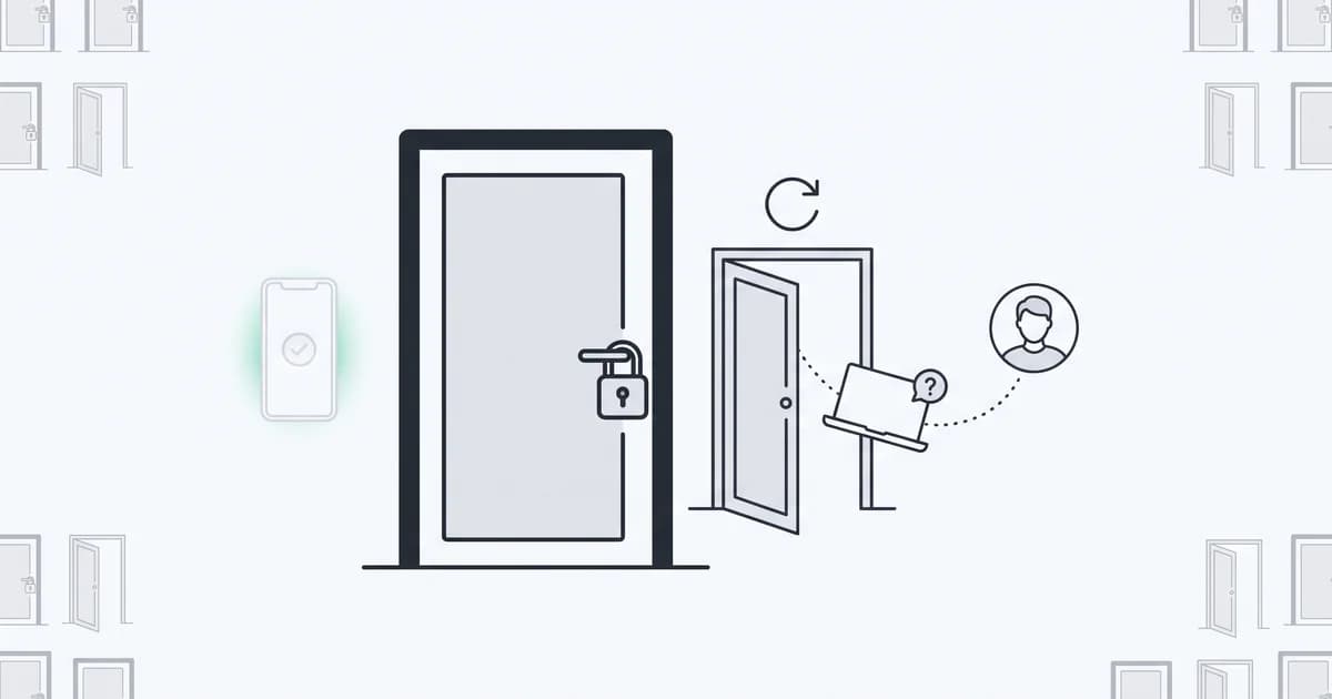Account recovery fraud: an attacker bypasses a locked login by taking the reset flow from an unfamiliar device, while the account's known device sits idle