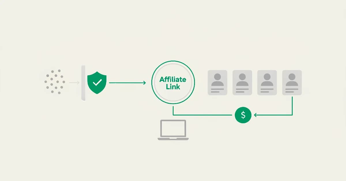 Affiliate fraud detection split into two layers: on the left a traffic tool scoring clicks and conversions in real time, on the right a device and identity tool linking several referred signups back to one device