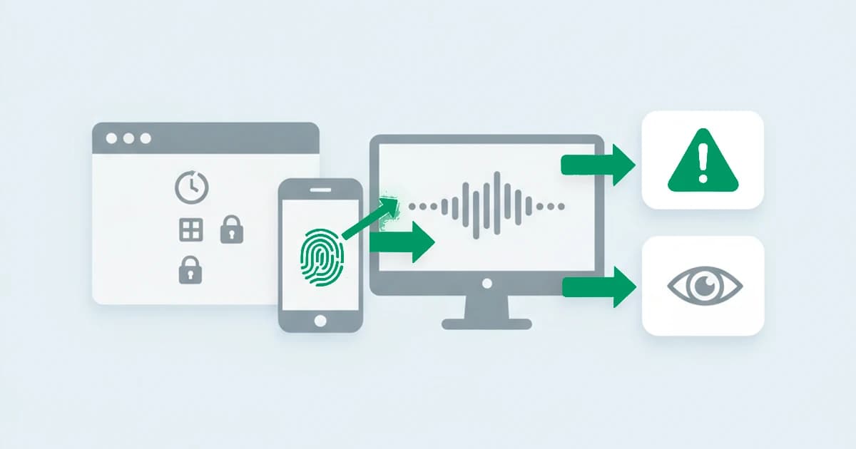 Browser spoofing: a browser declares iPhone Safari while its canvas, timezone, and TLS layer report a desktop, exposing the spoof through signals that disagree