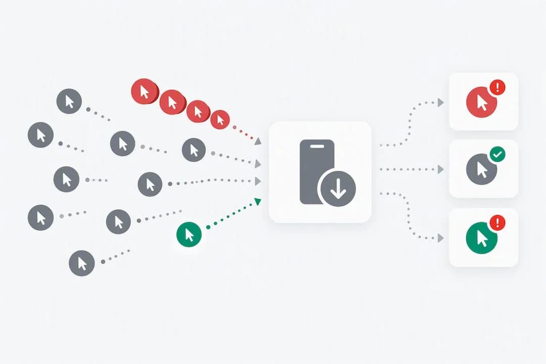 Click events converging on an install signal