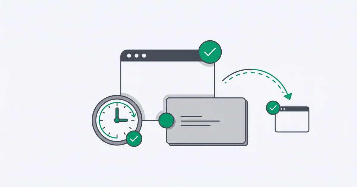 Approved browser, remembered trust credential and expiry clock connected to a returning visit